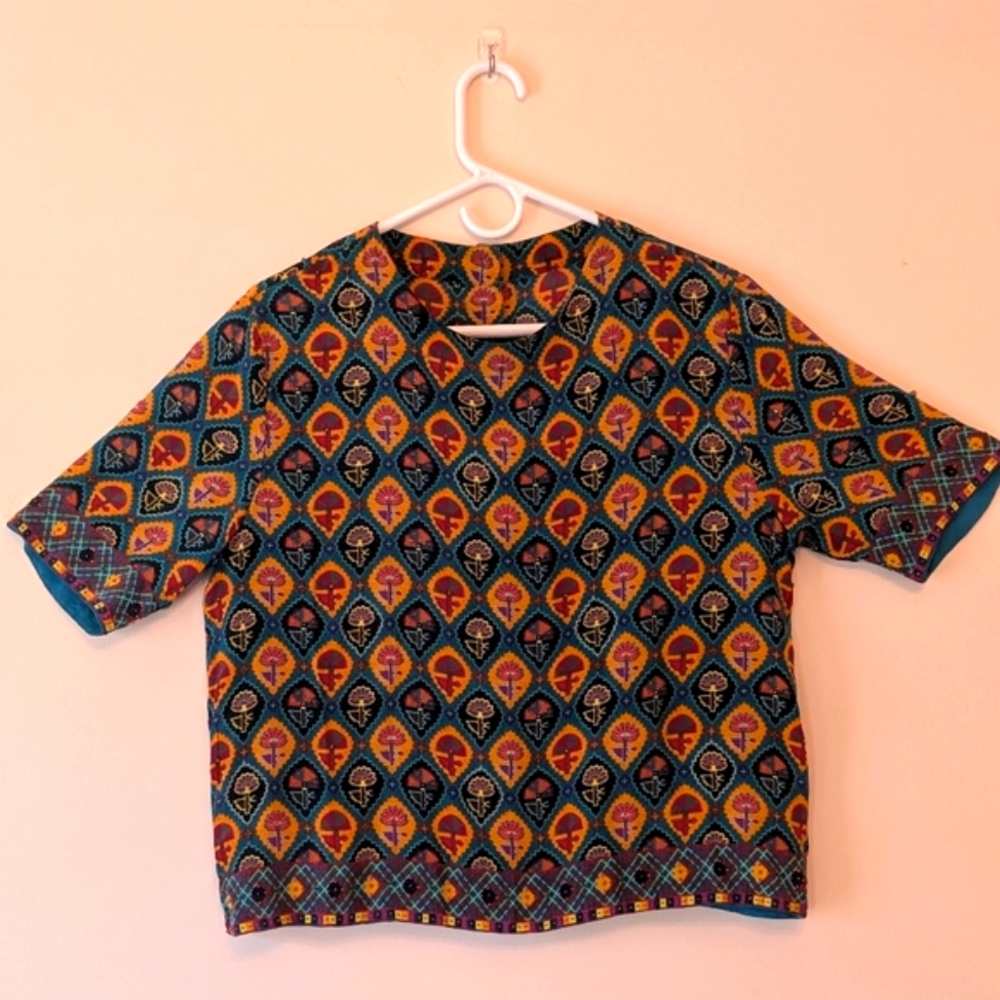 Silk Multicolor Patterned Top - image 1